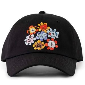 BT21 flower collection baseball cap hat black